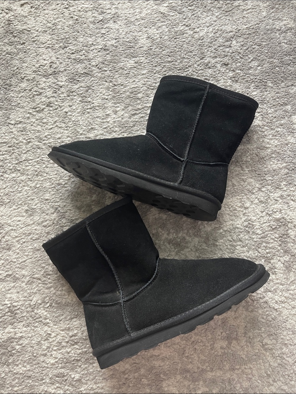 Time and Tru Black Faux Suede Shearling Boots Mini Ugg Dupe Size 8w